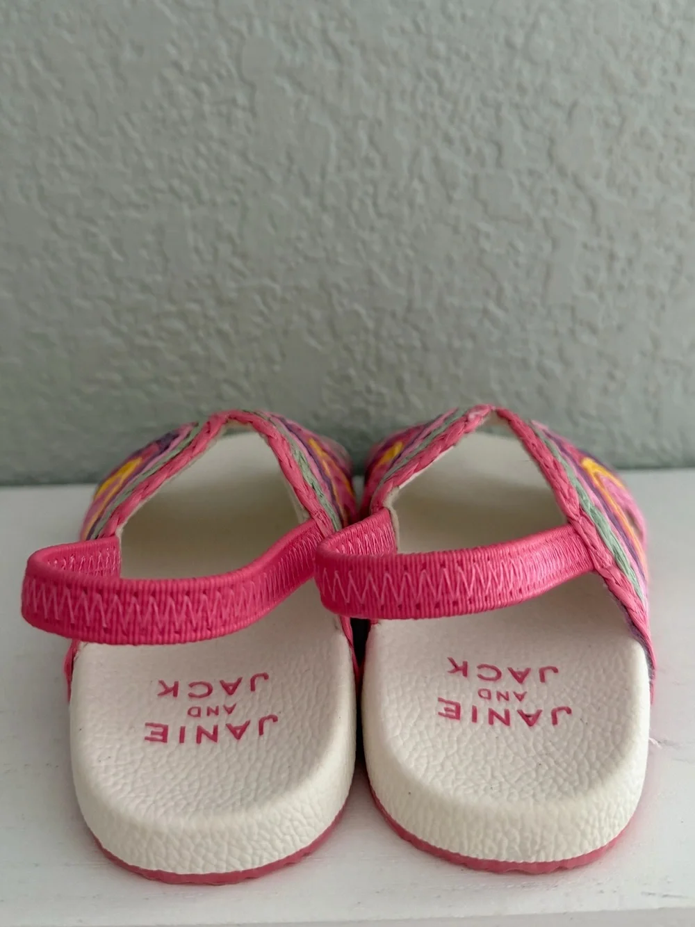 Janie and Jack Pink Multicolor Braided Slide Sandals